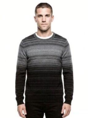 Marc Anthony Men's Black & Gray Ombre Cotton/Cashmere/Wool Crewneck Sweater